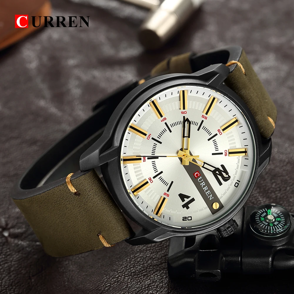 CURREN Мужские часы Роскошные брендовые Повседневное Военный Кварц спортивные наручные часы кожаный ремень мужской часы relogio masculino
