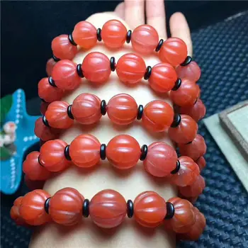 

Natural South Red Agate Gemstone Pumpkin beads Bracelet 12.5-11.5mm AAA