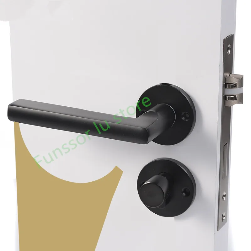 So beautiful,Black space aluminum door handle Interior / Bedroom door lock Split Silent door