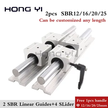 

2pcs SBR12/16/20/ 25 -L1100-2000mm linear bearing rails shaft support + 4pcs SBR25UU Linear slide for Built CNC Router Machine