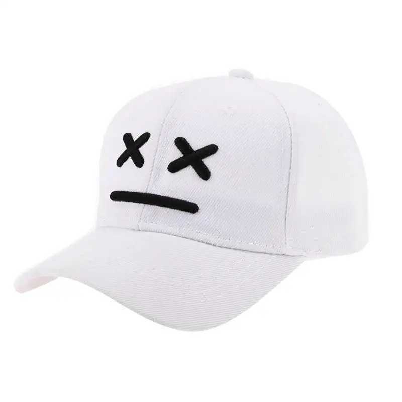 Детская Милая Повседневная бейсбольная кепка со смайликом, милая шапка со смайликом, летние шапки для малышей, для маленьких мальчиков и девочек, шляпа от солнца, черно-белые детские шапки - Цвет: Белый