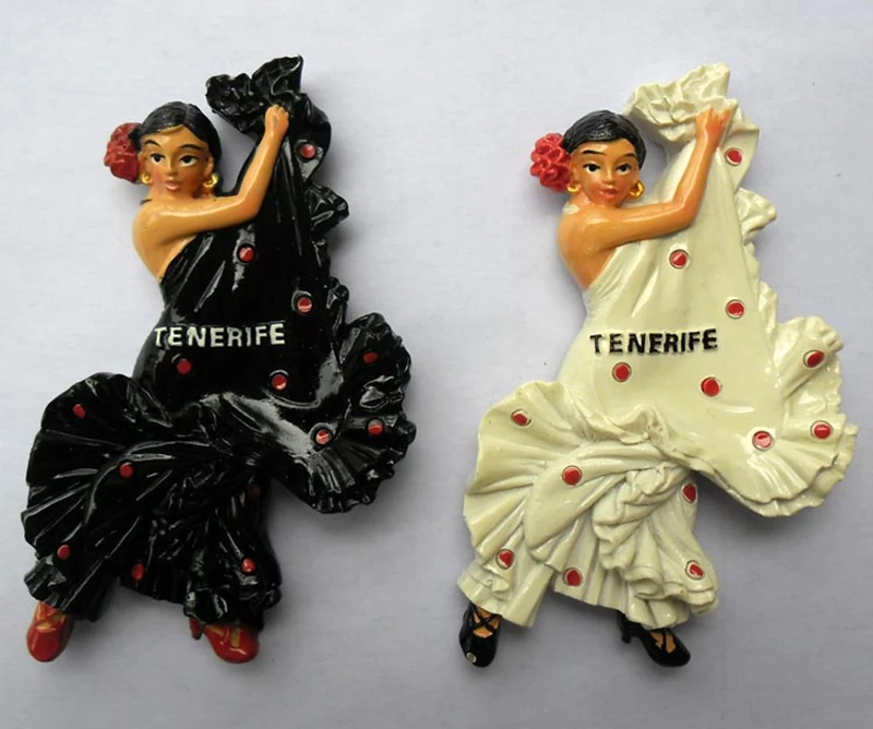Hot Sale Handmade Painted Spanish Girl Dance 3D Fridge Tourist Souvenirs Home Decor