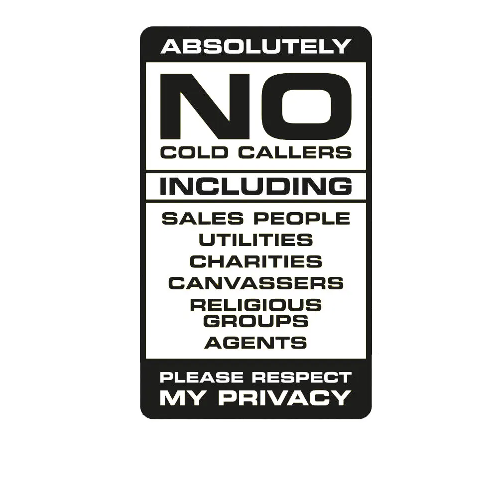 

145x85mm No cold callers sticker / No canvassers Sticker T-192