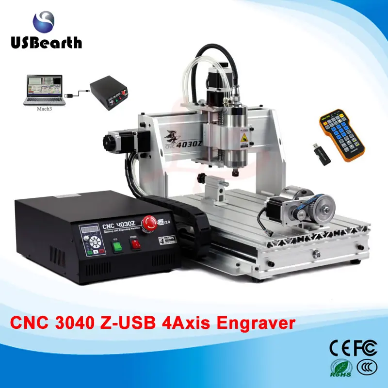 

4 axis cnc router 4030 Z-USB 800W /1500W Engraving Machine with USB port water cool spindle motor, Support Win 7,8,10 System