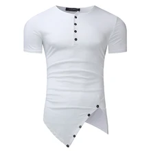 INCERUN, Мужская хлопковая футболка,, короткий рукав, круглый вырез, неровный подол, длинная, на каждый день, Хенли, футболки, мужские футболки, топы