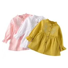 ARLONEET/Новинка года; летнее платье для младенцев; одежда с длинными рукавами для маленьких девочек; однотонная одежда с рюшами и цветочным рисунком; Z0207