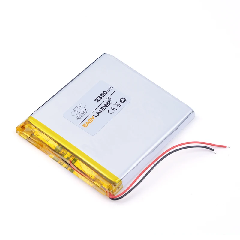 2350mAH 655565 полимерный литий ионный аккумулятор для dvr GPS mp3 mp4 сотовый телефон