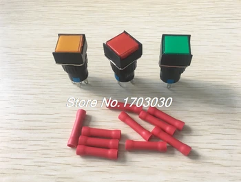 

3Pcs DC 24V LED Lamp SPDT Self Locking Square Pushbutton Switch 16mm w Connectors