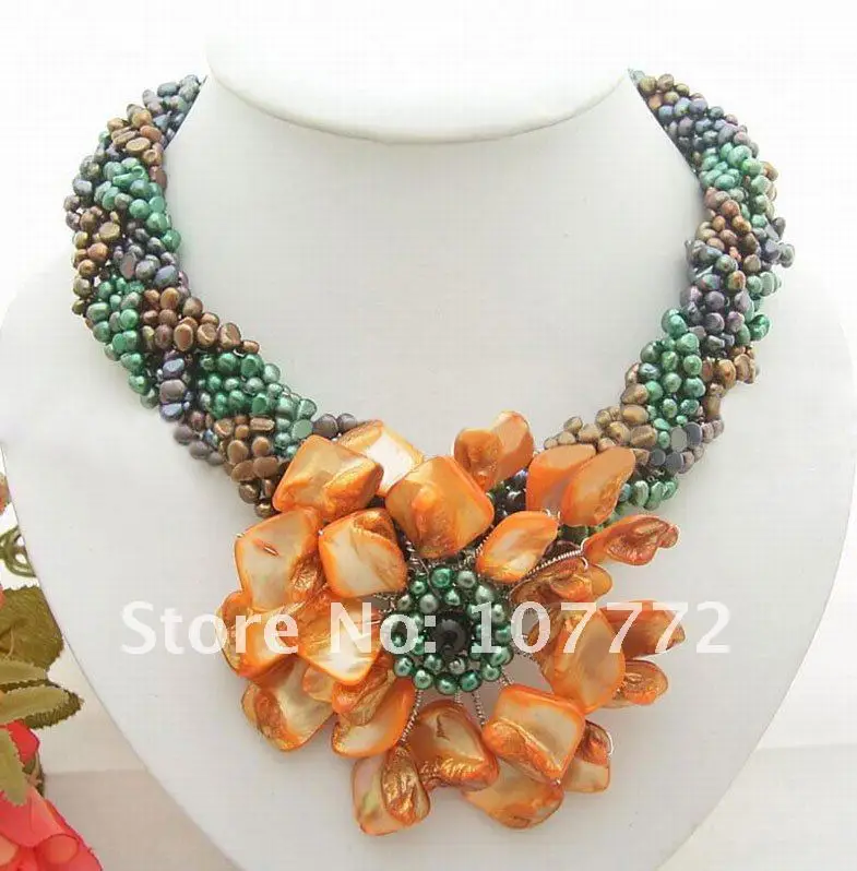 

9 strands Multi Color Pearl&Shell Flower Necklace