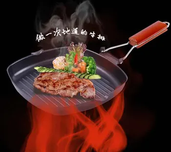 

Plancha Kitchen Appliances Tools Cast Pot Thick Steak Skillet Frying Pan Non-stick Wok Stripes Uncoated Cooker Universal