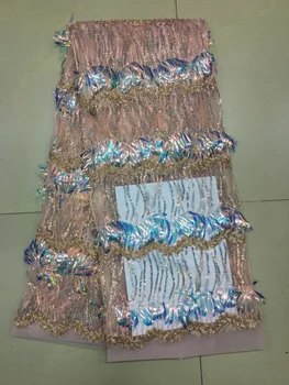 

African embroidered lace fabric high quality French net tulle glitter David-43017 lace fabric with sequins