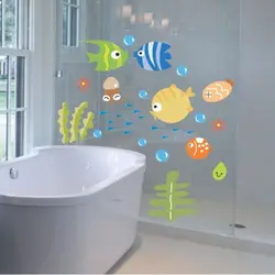 Бесплатная доставка 42*24 см рыба морская коса Пузыри Декор стены Детская комната палку может удалить стены стикеры