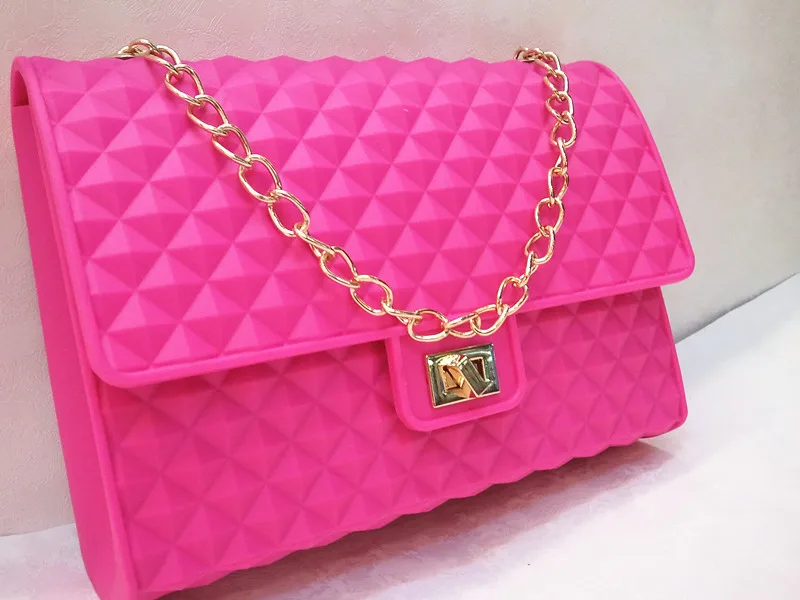Small classic jelly handbags silica gel dimond plaid candy messenger