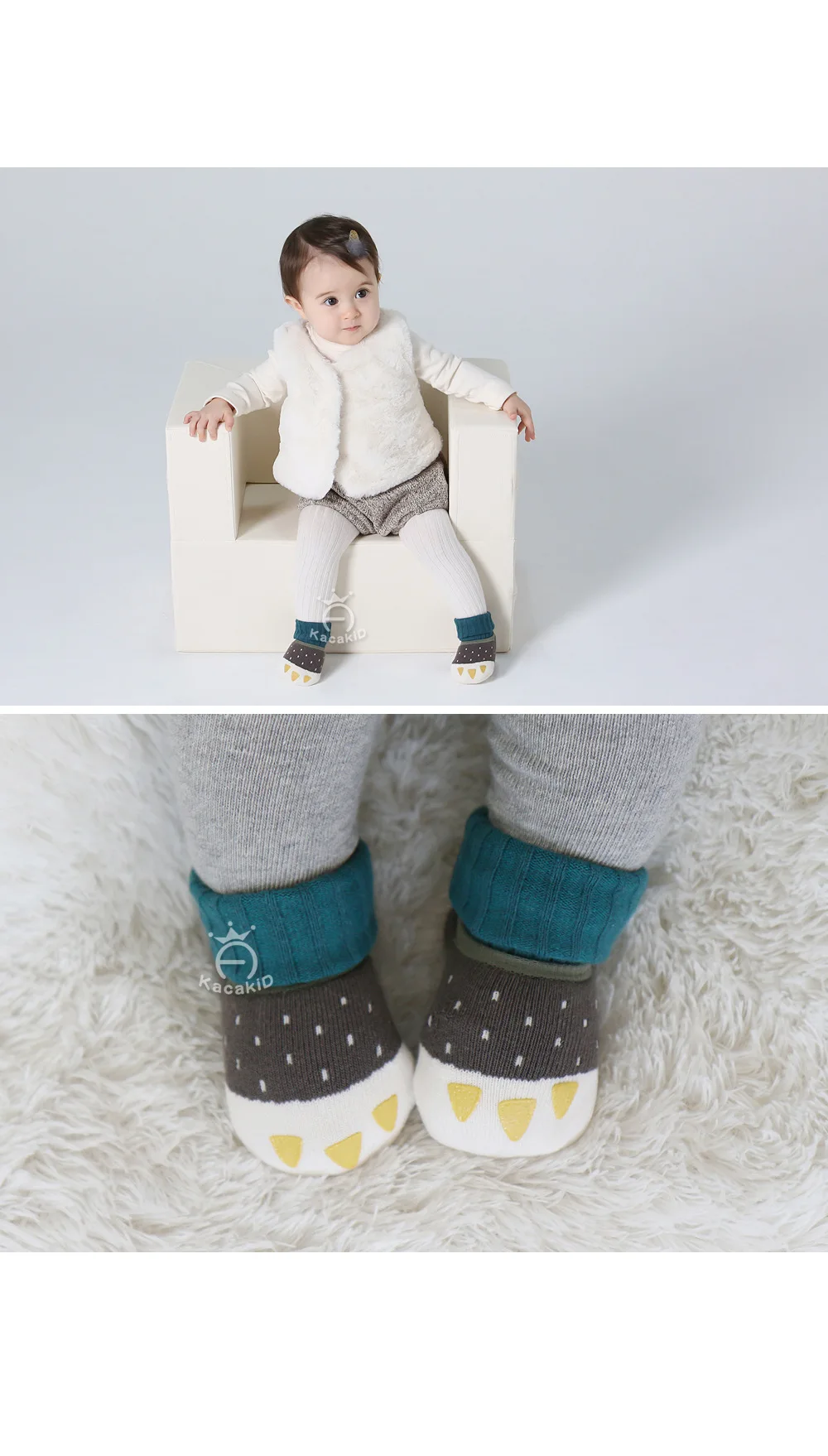 Kacakid детские осенние зимние носки новых детских маленький милые махровые носки-башмачки+ в полоску Гольфы костюм младенческой Носки