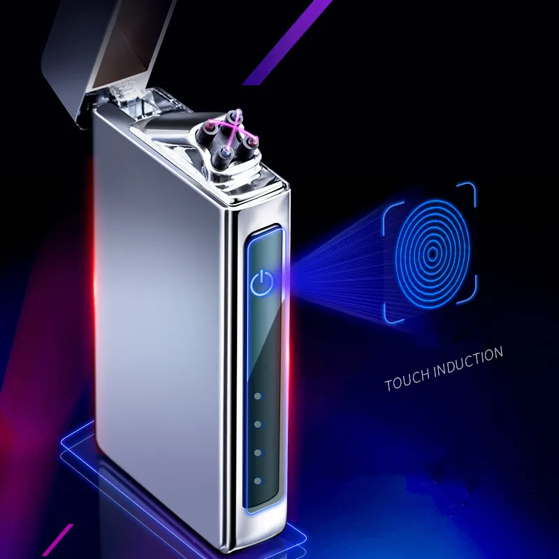 Новый двойной Plasma дуговая зажигалка, ветрозащищенная Электронный USB перезарядки сигареты курение электрическая зажигалка