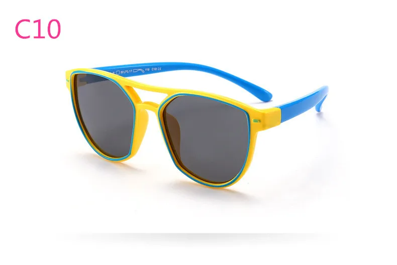 ASUOP2018 new fashion silicone children pilot polarized sunglasses UV400 retro girl round glasses boy color soft brand glasses (25)