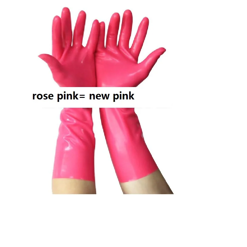 

Latex GLOVES short gloves five fingers new rose pink color slim finger version