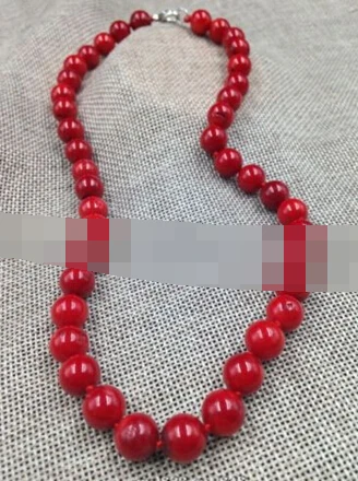 

Hot sell -@> A906 10 mm Round Red CORAL 18" woman NECKLACE STRAND Beautiful Natural Beads -Top quality free shipping