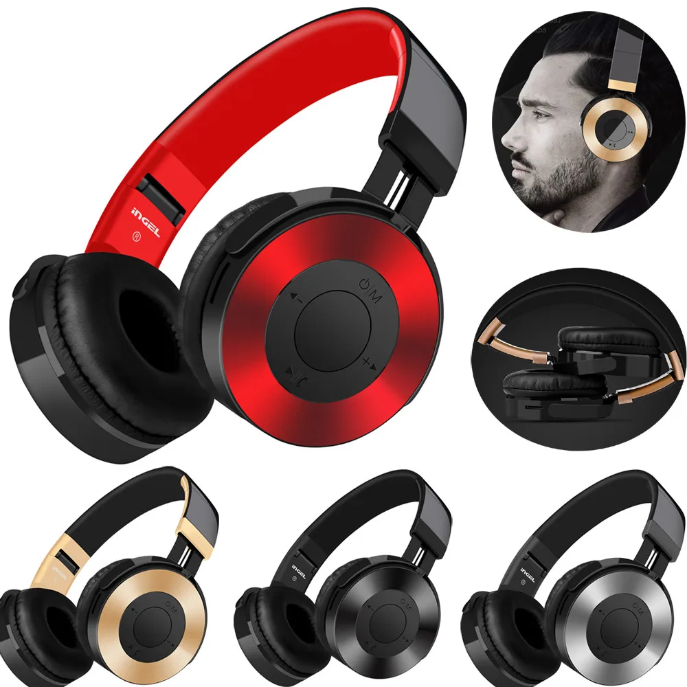 

Bluetooth Headphones Over Ear Hi-Fi Stereo Wireless Headset With Mic SD TF Card FM for Android Apple headset#5$