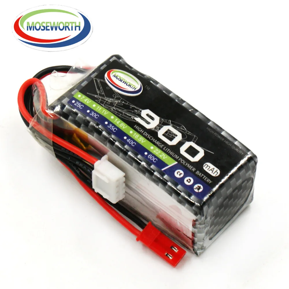 

2PCS MOSEWORTH 3S 11.1V 900mah 30C RC LiPo Battery for Airplane Helicopter Quadrotor Li-ion Cell