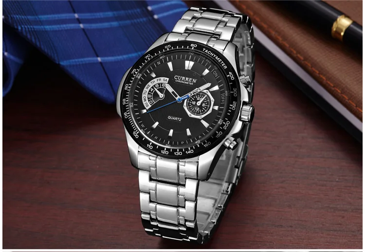 Мужские часы CURREN Модные Бизнес Кварцевые часы мужские спортивные полностью стальные водонепроницаемые наручные часы Мужские часы Relogio Masculino