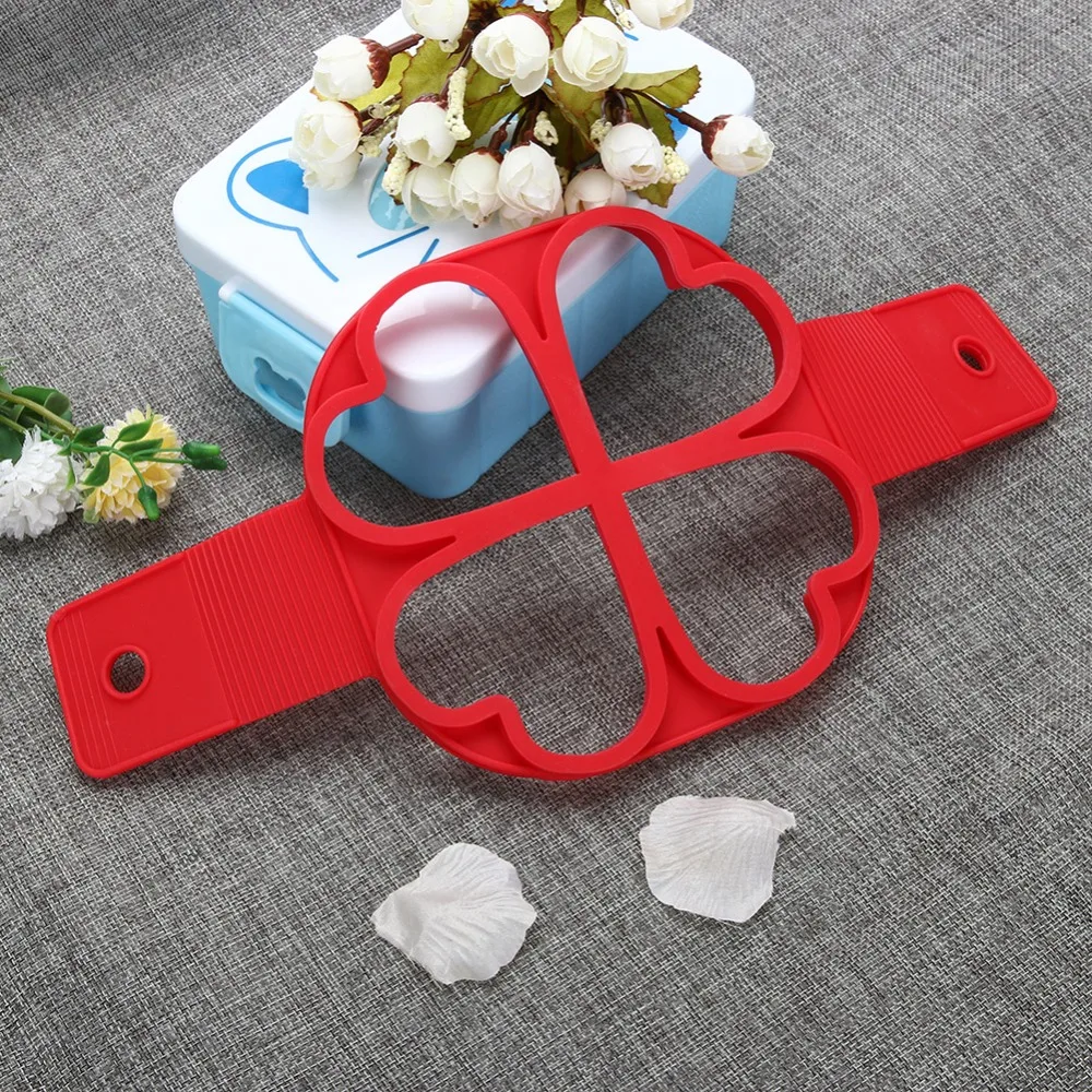 

4 Holes Nonstick Pancake Maker Silicone Frying Egg Tool Mold Round Square Heart Flower Shape Pancake Mold for DIY Baking Cooking