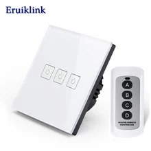 Eruiklink EU UK Type Remote Control Switch 1 2 3 Gang 1 Way Crystal Glass Switch
