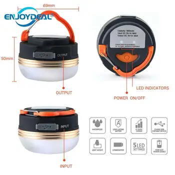 

LED Portable Light Camping Lamp Lights 3W LED Lantern Waterproof Tents lamp Outdoor Hiking Night Hanging lamp USB Rechargeable