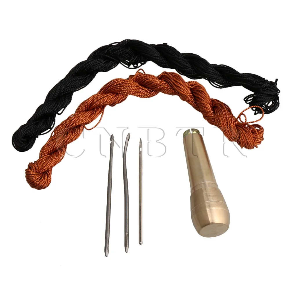 

CNBTR Copper Handle Awl Sewing Needles 18m Nylon Thread Set for DIY Shoe Repairing Sewing Leather Craft Tool