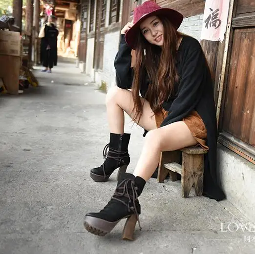 

Artmu Fashion Super High Heel Women Boots Genuine Leather Woman Shoes Handmade 11cm Heel Comfortable Original Shoes black heels