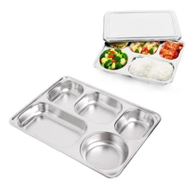 Stainless steel insulation plate seal tray bento lunch box insulated Thermal Food Container Tableware dinner plates
