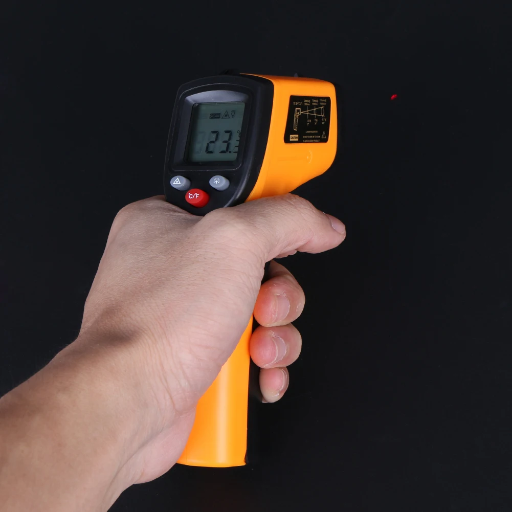 Бесконтактный ЖК-цифровой лазерный инфракрасный термометр пирометр ручной электронный измеритель температуры ИК лазерный точечный пистолет-50-380C