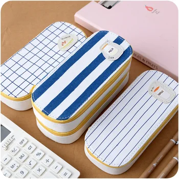 

School Supplies Pencil-Case Stationery Canvas Pencil Case Zipper Pen Bag Pouch Box Cute Stationery Material Escolar for Girls