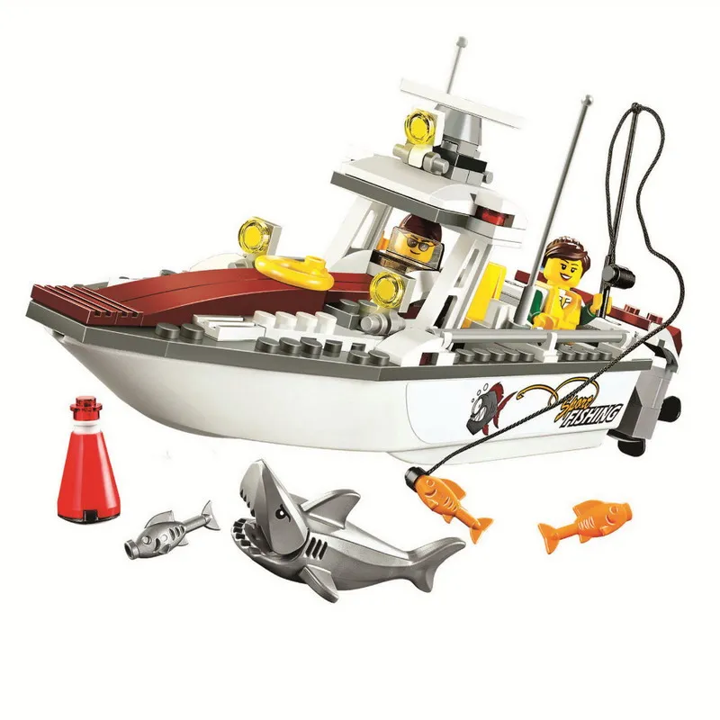 

LEPIN 02028 City Series Speed Ship Fishing Boat Figure Blocks Educational Construction Bricks Toys For Children Compatible Legoe
