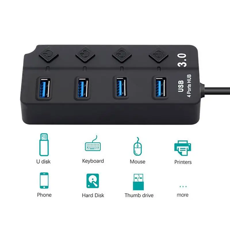 USB3.0 Hub 4 Порты и разъёмы независимых ключ 3,0 USB разветвитель компьютер Deconcentrator Поддержка быстрой зарядки высокая скорость передачи Скорость