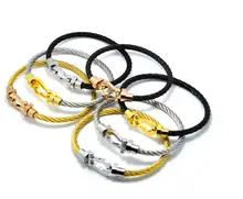 

NANBO luxury brand New Male Bracelets bangles Magnet Buckle Cable Wire Bracelet Men Women U Shape Leather Bracelets SBY1896