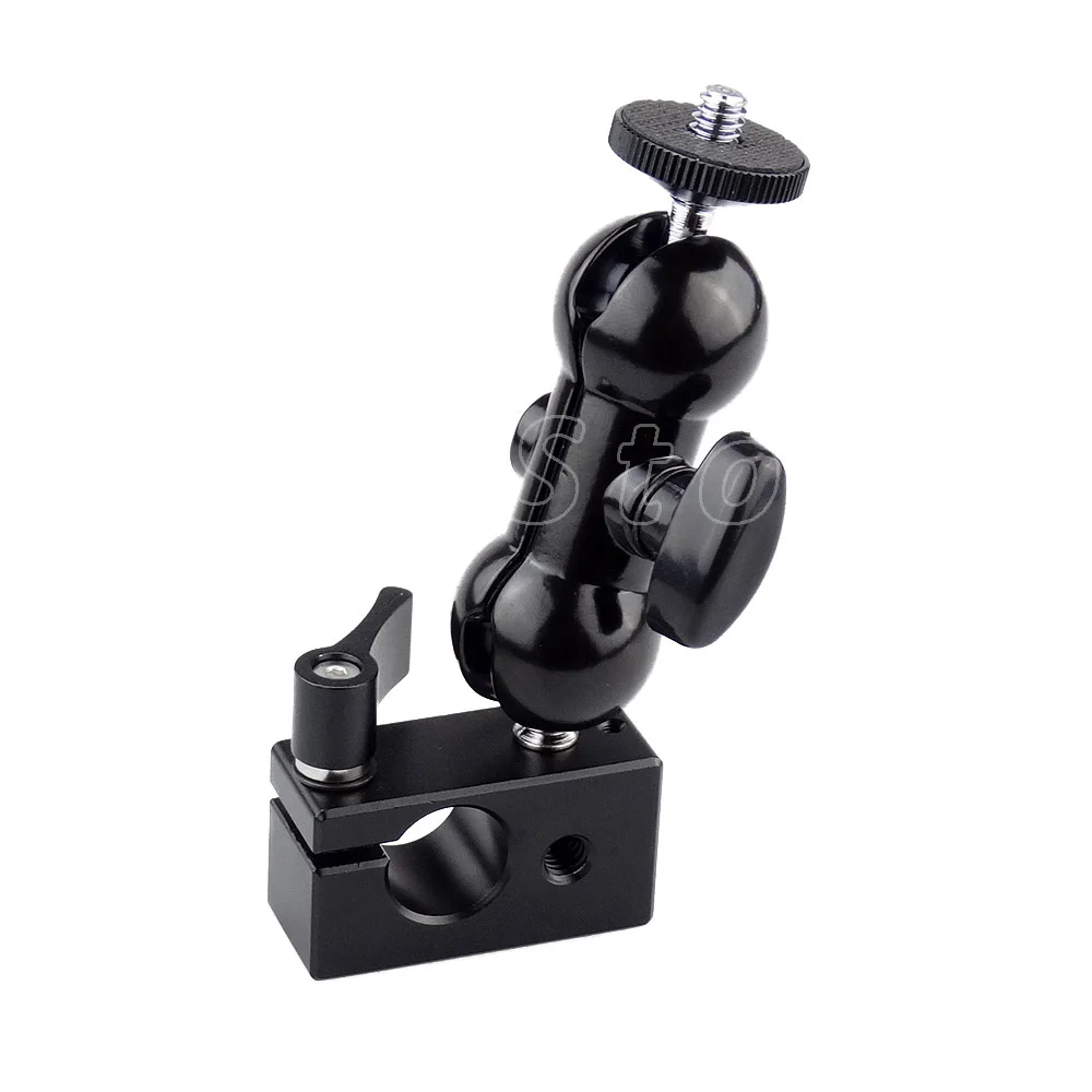 

15mm Single Hole Rod Clamp with 1/4'' Screw Mount Ball Head Arm for LCD Monitors LED Light Mounted Photo Studio Accessories- 209