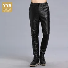 Из натуральной кожи, для мужчин Pantalon Новинка года осень High Street бизнес классический дамские шаровары мужской мотобрюки Байкер Тонкий Тощий карандаш брюки для девоче