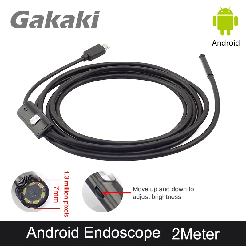 

Gakaki 7mm Lens USB Endoscope Borescope Android Camera 2M Waterproof Inspection Snake Tube For Android Phone Borescope Camera