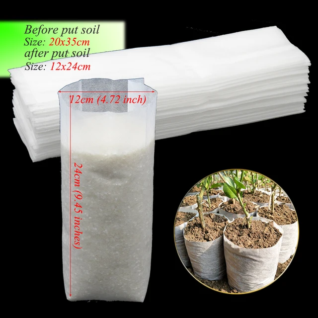 50pcs 20x35cm Nonwovens Fabrics Grow Bags Nursery Supply Photo 50pcs 20x35cm Nonwovens Fabrics Grow Bags Nursery Supply Photo Tomato Flowers Plants Biodegradable Seedling Breeding