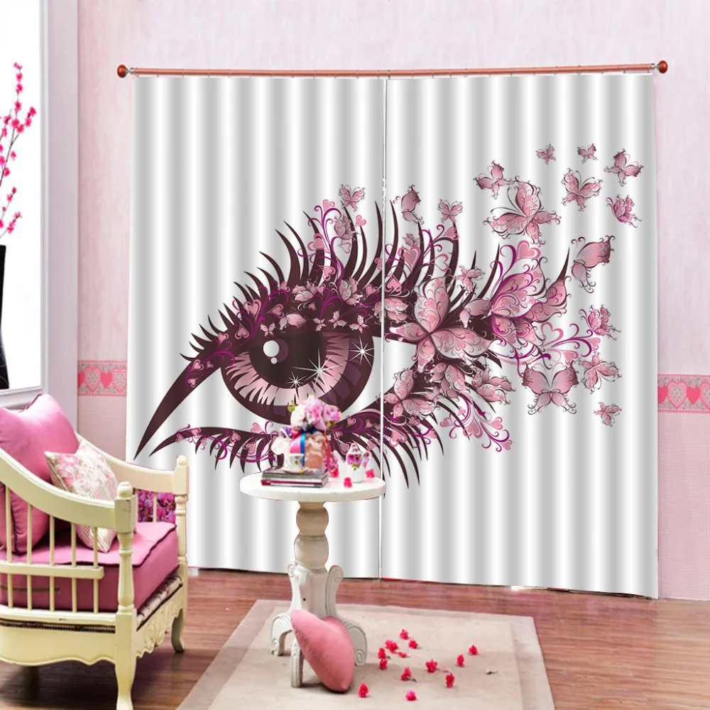 

customize photo 3d curtains modern Eyebrow bedroom living room kids blackout curtains