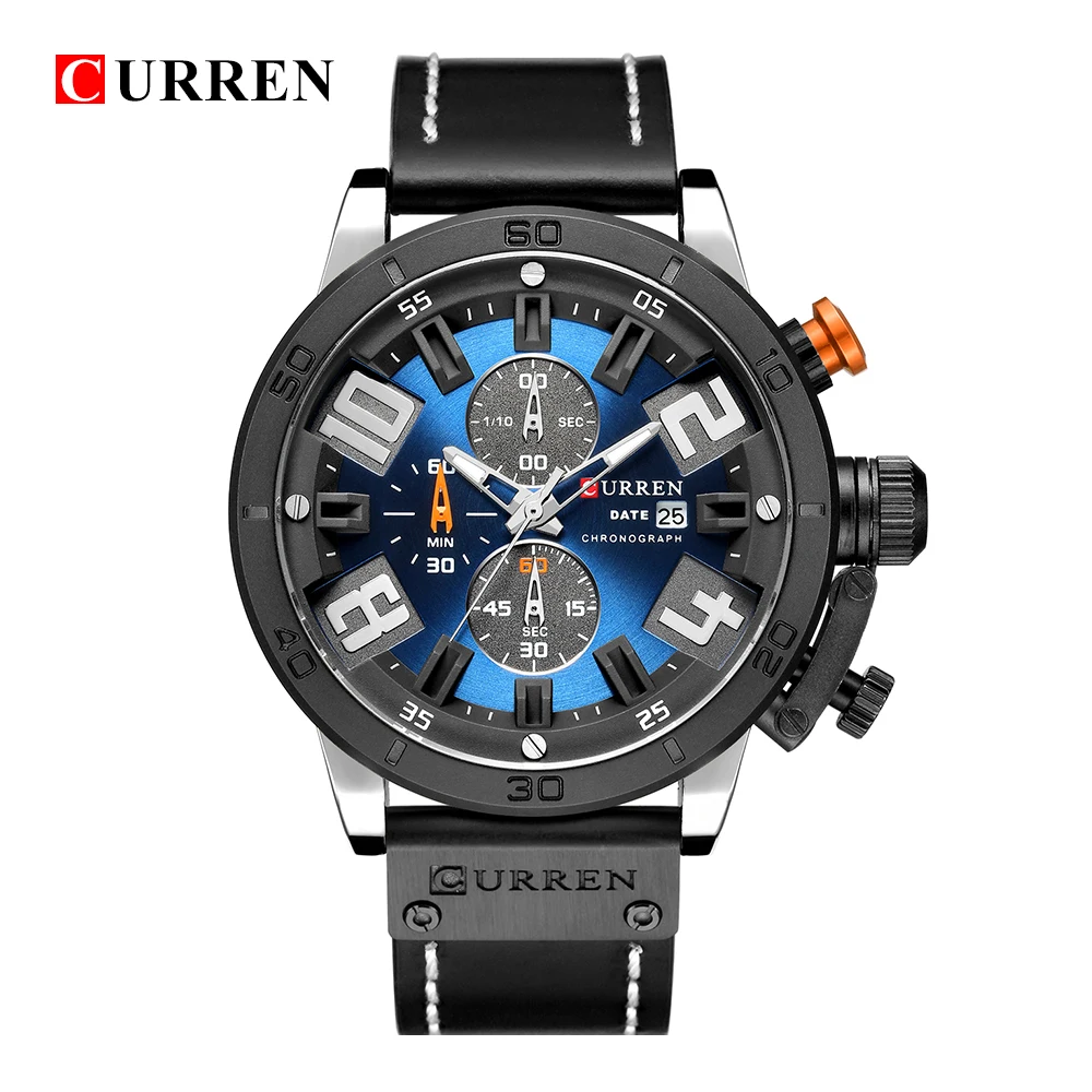 Online Curren Uhren 2018 Uhren Männer Chronograph Sport Leder Strap Militär Quarz Curren Uhren Männer Armee Mode Marke Männlichen Uhr