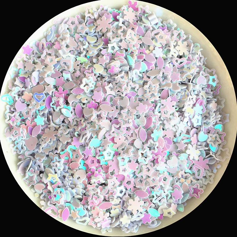 

20g Multi Shape AB White Color 3-5mm Star Heart Snowflake Sequins Paillettes for Nail Art manicure/wedding decoration confetti