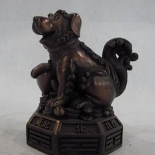 USPS в США S0961 китайский красный бронзовый медный Зодиак счастливый богатство золотой слиток Foo собака статуэтка фэншуй