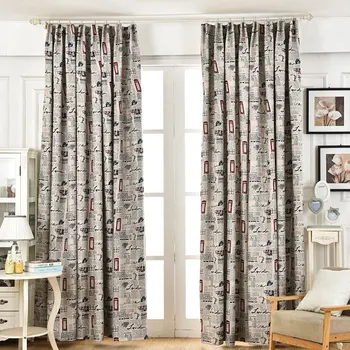 

New European curtains retro fashion Paris street lunches afternoon bedroom curtain living room sun shade 095
