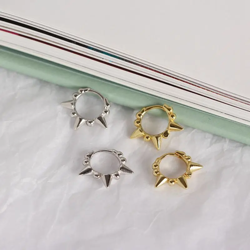 

Silvology 925 Sterling Silver Round Bead Rivet Hoop Earrings Creative Simple Wild Fashionable Earring for Women 2019 New Jewelry