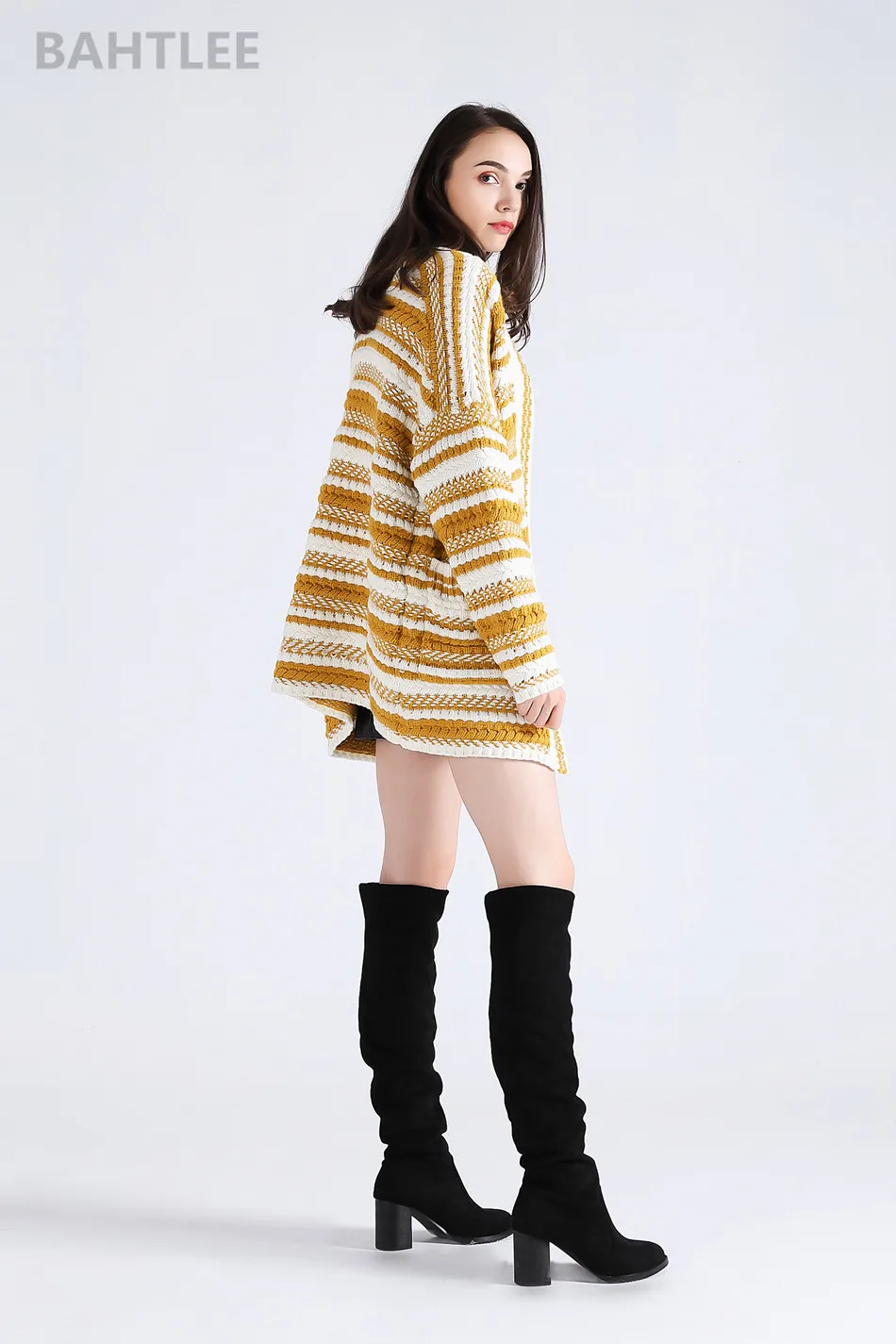 BAHTLEE 2019 зимний женский шерстяной кардиган вязаный свитер v-образный вырез с длинными рукавами жаккардовый процесс свободный стиль толстый