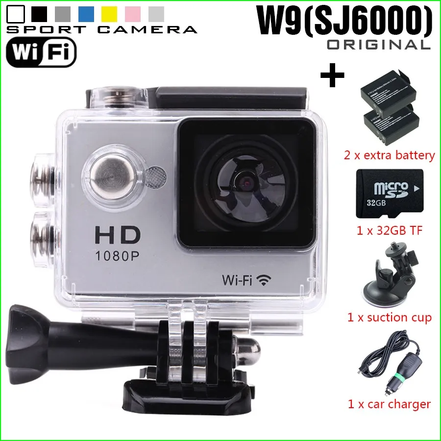 W9 Sport Camera SJ6000 Style WiFi Action Camera Diving 30M Waterproof 12MP COMS 170 Degree Wide-Angle Lens Sport Video Camcorder