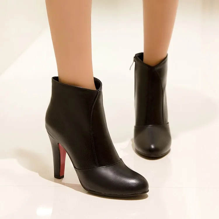

Big Size 11 12 13 14 15 16 17 Round-headed Fine-heeled Super High-heeled Side Zipper Short Furry Short Chelsea Boots
