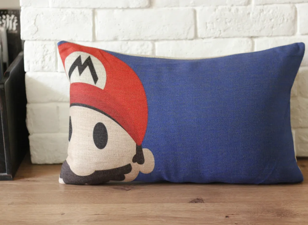 Mario pillow cover, Lovely retro game cartoon super Marie waist pillow